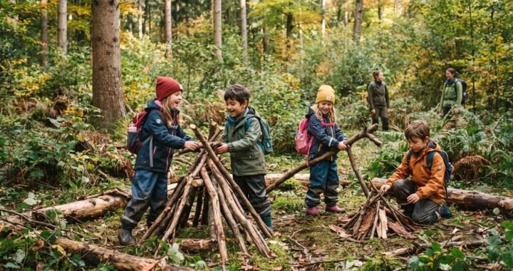 Im Wald spielende Kinder